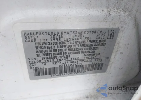 2017 Nissan Sentra Sv z USA, uszkodzony, nr VIN 3N1AB7AP2HY224457